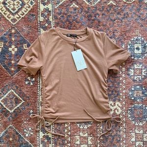 Zara ruched ribbed top